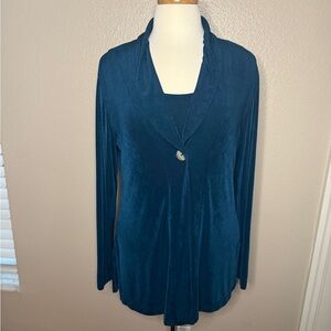 Chico’s Travelers Teal Tank & Cardigan Set - Size 1 (M)